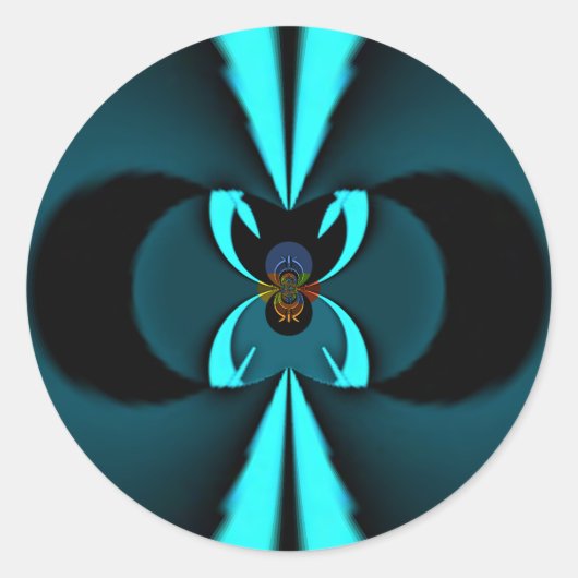 Opvallend hypermodern cyaan en zwart vectorontwerp ronde sticker (Voorkant)