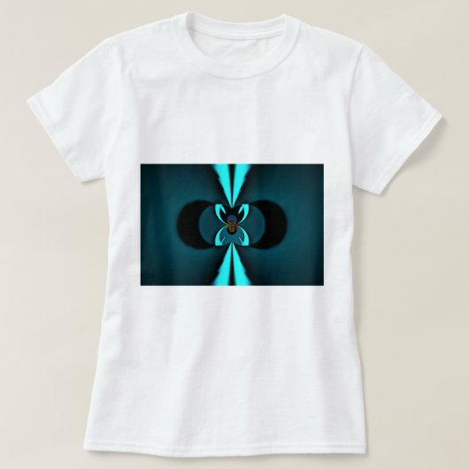 Opvallend hypermodern cyaan en zwart vectorontwerp t-shirt (Design voorkant)