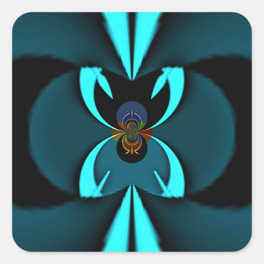 Opvallend hypermodern cyaan en zwart vectorontwerp vierkante sticker (Voorkant)