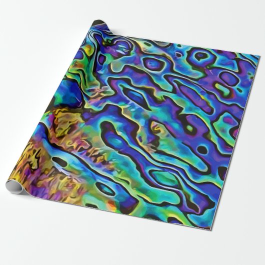 Opvallend Iridescent Abalone Zee Shell Cadeaupapier (Uitgerold)