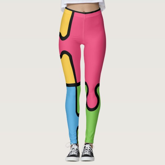 Opvallend Jigzaadpatroon Leggings (Voorkant)