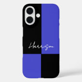 Opvallend Kleurblok Blauw en Zwart Persoonlijk Case-Mate iPhone Case (Achterkant)