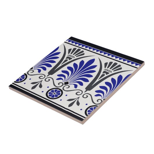 Opvallend kobalt Blue & Black Ceramic Border Tile Tegeltje (Zijkant)
