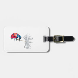 Opvallend Lady bug op een paardenbloem zaad Bagagelabel