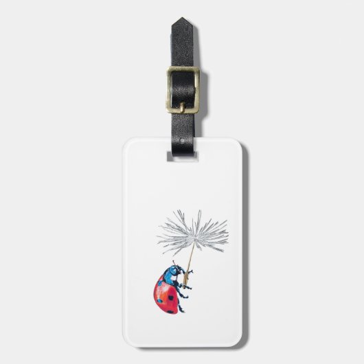 Opvallend Lady bug op een paardenbloem zaad Bagagelabel (Voorkant verticaal)