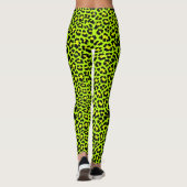Opvallend Lime Green Punk Rock Leopard print Leggings (Achterkant)