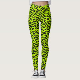 Opvallend Lime Green Punk Rock Leopard print Leggings