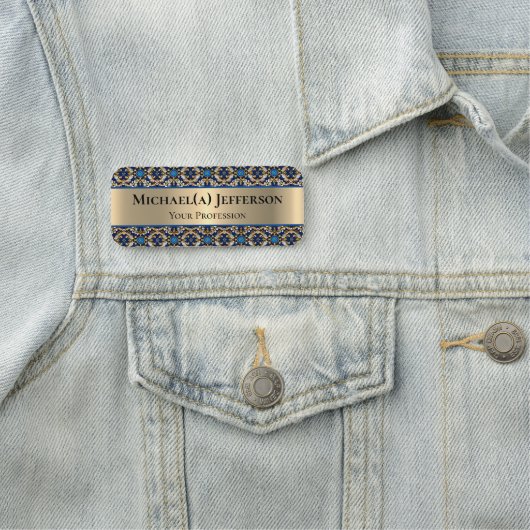 Opvallend Luxe Goud: Royal Blue Baroque Style Naamplaatje (In situ)