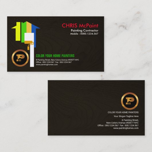 Opvallend meerkleurige verf voor houten graan voor visitekaartje (Voorkant / Achterkant)