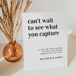 Opvallend modern bruiloft wegwerp camerabord reclamebord met voetstuk