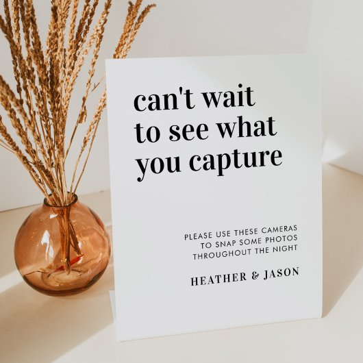 Opvallend modern bruiloft wegwerp camerabord reclamebord met voetstuk