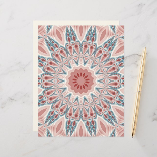 Opvallend Moderne Kaleidoscoop Mandala Fractal Art (Voorkant / Achterkant in situ)