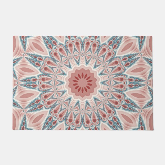 Opvallend Moderne Kaleidoscoop Mandala Fractal Art Deurmat (Voorkant)
