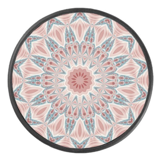 Opvallend Moderne Kaleidoscoop Mandala Fractal Art Hockey Puck (Voorkant)