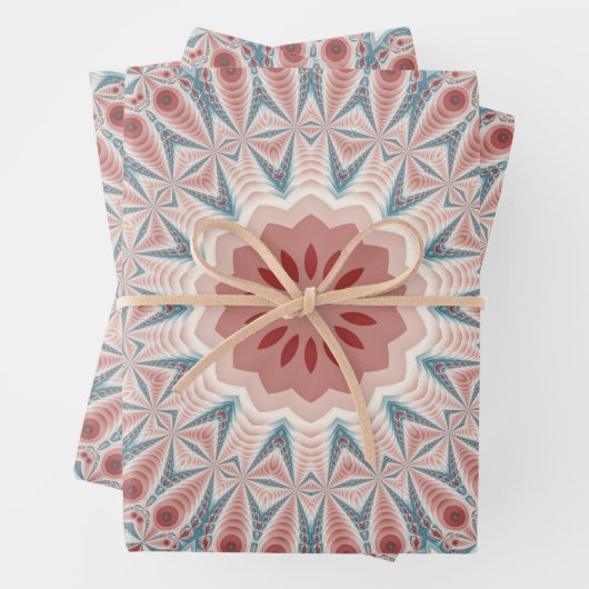 Opvallend Moderne Kaleidoscoop Mandala Fractal Art Inpakpapier Vel (In situ)