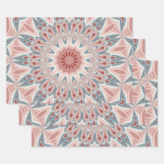 Opvallend Moderne Kaleidoscoop Mandala Fractal Art Inpakpapier Vel (Set)