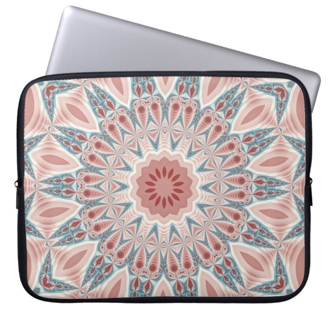 Opvallend Moderne Kaleidoscoop Mandala Fractal Art Laptop Sleeve (Voorkant)