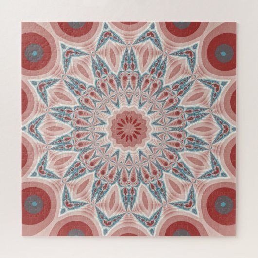 Opvallend Moderne Kaleidoscoop Mandala Fractal Art Legpuzzel (Horizontaal)