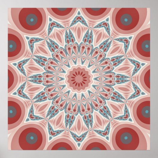 Opvallend Moderne Kaleidoscoop Mandala Fractal Art Poster (Voorkant)