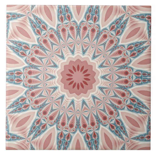 Opvallend Moderne Kaleidoscoop Mandala Fractal Art Tegeltje (Voorkant)