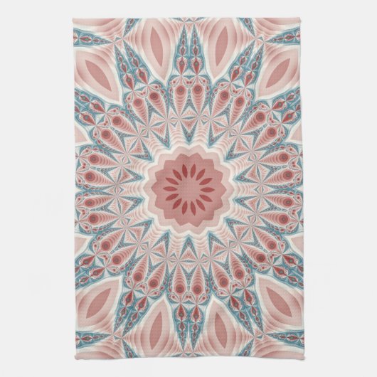 Opvallend Moderne Kaleidoscoop Mandala Fractal Art Theedoek (Verticaal)