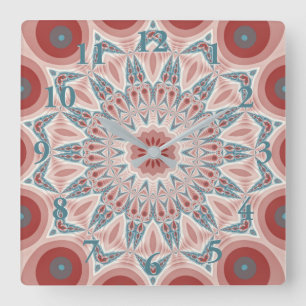 Opvallend Moderne Kaleidoscoop Mandala Fractal Art Vierkante Klok