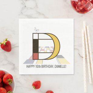 Opvallend neoplasticisme Style Monogram. Brief D Servet