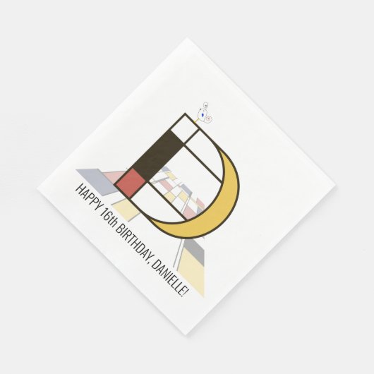 Opvallend neoplasticisme Style Monogram. Brief D Servet (Hoek)