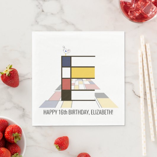 Opvallend neoplasticisme Style Monogram. Brief E Servet (Insitu)