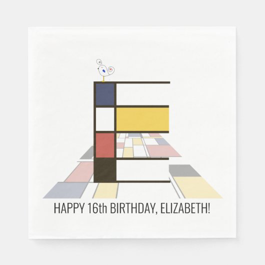 Opvallend neoplasticisme Style Monogram. Brief E Servet (Voorkant)