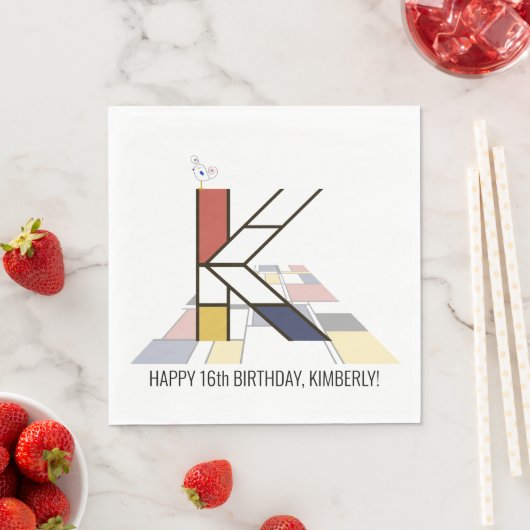 Opvallend neoplasticisme Style Monogram. Brief K Servet (Insitu)