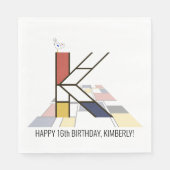 Opvallend neoplasticisme Style Monogram. Brief K Servet (Voorkant)