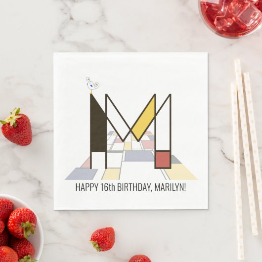 Opvallend neoplasticisme Style Monogram. Brief M Servet (Insitu)