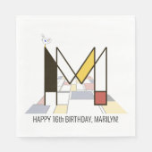 Opvallend neoplasticisme Style Monogram. Brief M Servet (Voorkant)