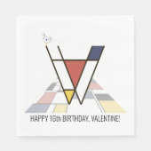 Opvallend neoplasticisme Style Monogram. Brief V Servet (Voorkant)