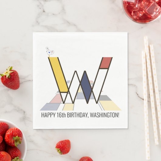 Opvallend neoplasticisme Style Monogram. Brief W Servet (Insitu)