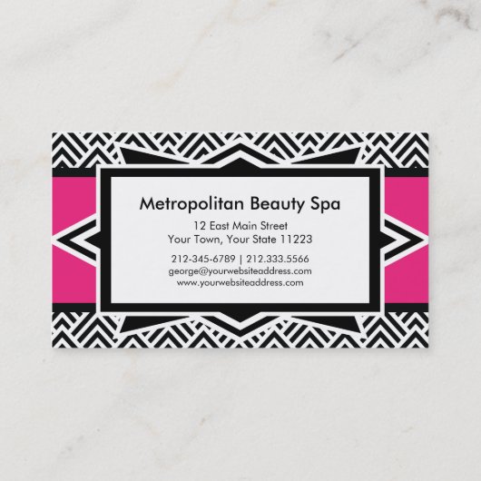 Opvallend opgerold zwart art deco Chevron Pattern Visitekaartje (Achterkant)