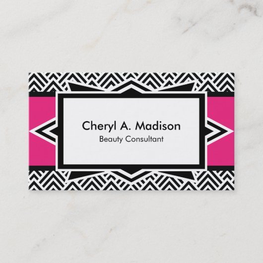 Opvallend opgerold zwart art deco Chevron Pattern  Visitekaartje (Voorkant)