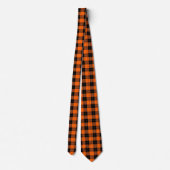 Opvallend oranje en zwart Buffalo Plaid Stropdas (Achterkant)