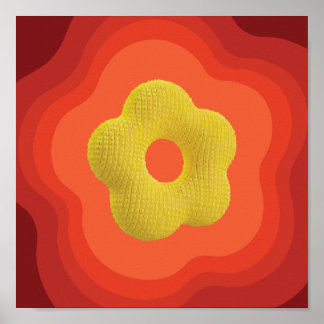 Opvallend Oranje Flower Art Poster - Square Design