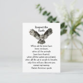 Opvallend Owl Respect de Aarde Native American Briefkaart (Staand voorkant)