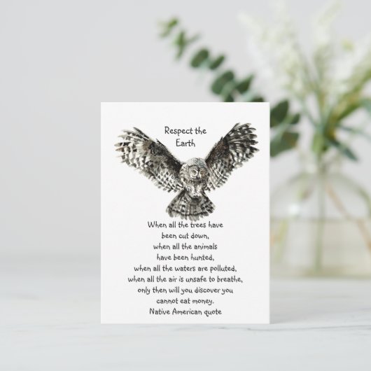 Opvallend owl Respect Earth Inheemse Amerikaanse C Briefkaart (Staand voorkant)