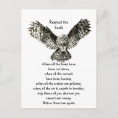 Opvallend owl Respect Earth Inheemse Amerikaanse C Briefkaart (Voorkant)