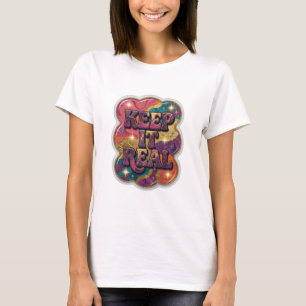 Opvallend paars KEEP IT REAL Grafisch T-shirt