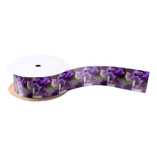 Opvallend Paars, Violet en Mauve Iris Abstract Satijnen Lint (Spoel)