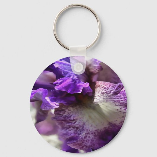 Opvallend Paars, Violet en Mauve Iris Abstract Sleutelhanger (Voorkant)