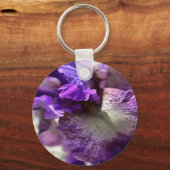 Opvallend Paars, Violet en Mauve Iris Abstract Sleutelhanger (Voorkant)