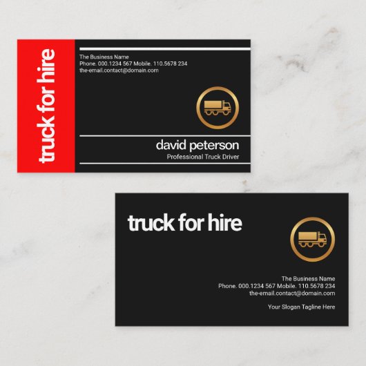 Opvallend Red Box Sharp White Lines Truck Driver Visitekaartje (Voorkant / Achterkant)