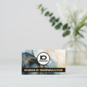 Opvallend rond logo en QR-code Indigo Goud Vloeiba Visitekaartje (Staand voorkant)