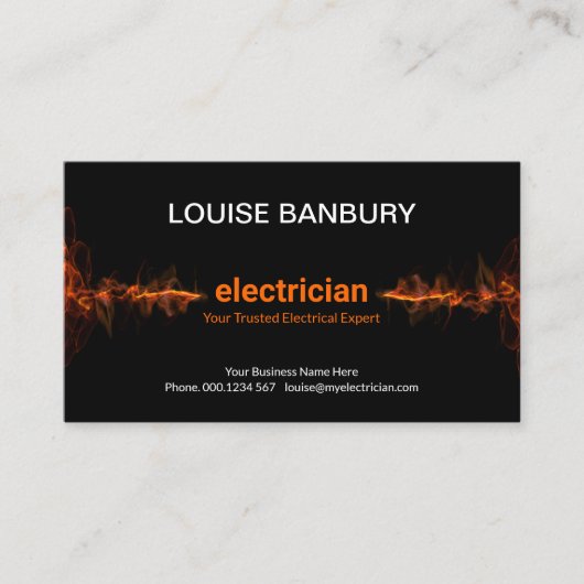 Opvallend Rood Elektrisch bliksem-elektricien Visitekaartje (Voorkant)